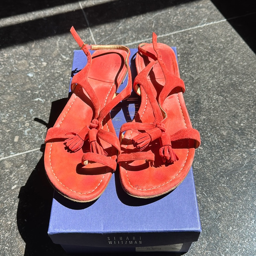 Stuart Weitzman Tassle Front Flat Sandal - Size 38
